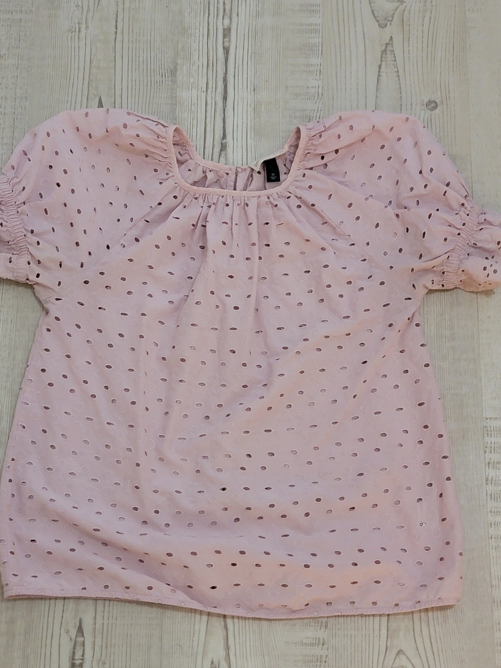 Universal Thread 100% Cotton Pink Eyelet Peasant Top XS Feminine Romantic